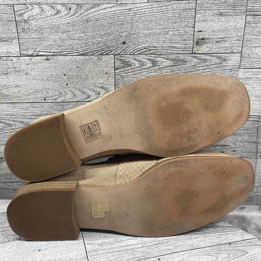 Free People Mules Women 38.5 / 8M At Ease Shoes Brown Tan‎ Suede Embossed Snake - Picture 13 of 16